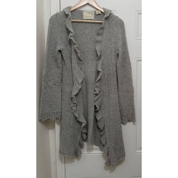 Sparrow womens small lightweight long cardigan sweater angora wool gray - Picture 1 of 7